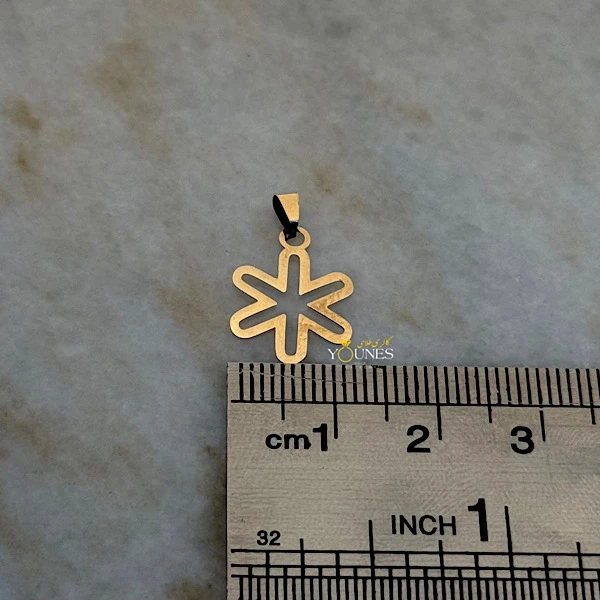 تصویر دوم آویز گل شش پر طلا لیزری